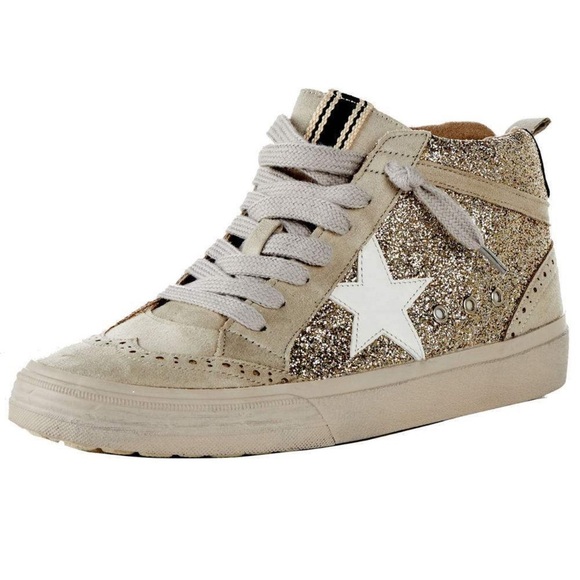 ShuShop Shoes - NWOT Shu Shop Ladies “Grunge” Gold Glitter Paulina High Top Casual Shoe 7.5